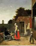 Courtyard with a Smoking Man and a Woman Drinking